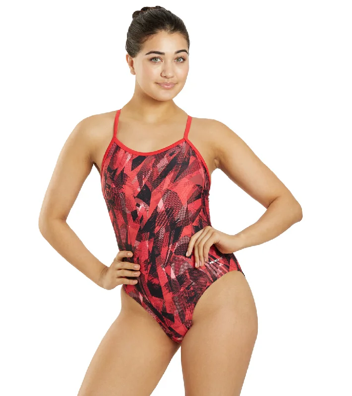 Sporti Catalyst Thin Strap One Piece Swimsuit (22-44) Red Vintage Swimwear Look