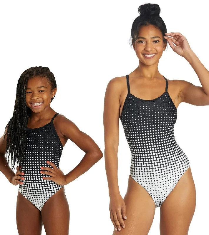 Sporti Molecule Thin Strap One Piece Swimsuit (22-44) Black/White Classic Sporty Swimsuit