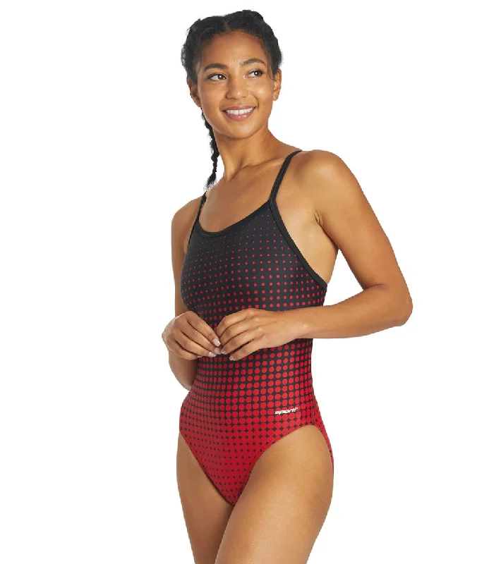 Sporti Molecule Thin Strap One Piece Swimsuit (22-44) Red/Black Luxury Swimsuit Style