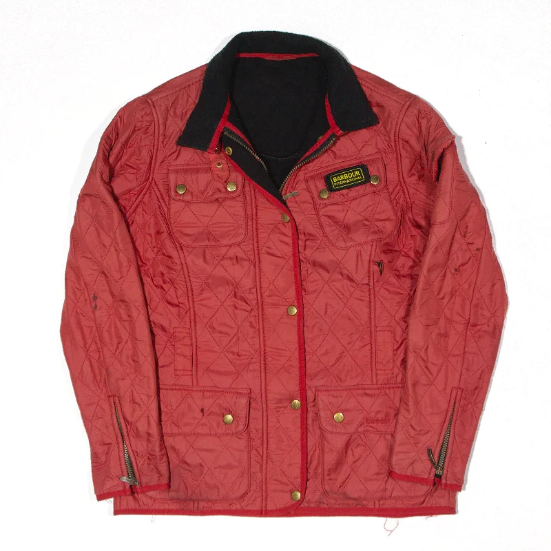 BARBOUR International Fleece Lined Quilted Jacket Red Womens UK 12 Quilted Jacket Puffer Jacket Insulated Jacket BARBOUR International Fleece Lined Quilted Jacket Red Womens UK 12 Quilted Jacket Puffer Jacket Insulated Jacket