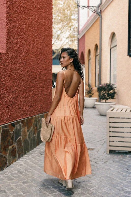 Bennie Midi Dress - Orange Trendy Boho Midi Dress