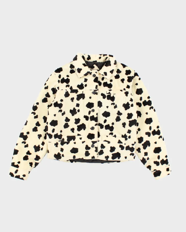 Vintage Y2K Dollhouse Cow Print Lined Collared Jacket - M Hoodie Zip-Up Jacket Button-Up Jacket Vintage Y2K Dollhouse Cow Print Lined Collared Jacket - M Hoodie Zip-Up Jacket Button-Up Jacket