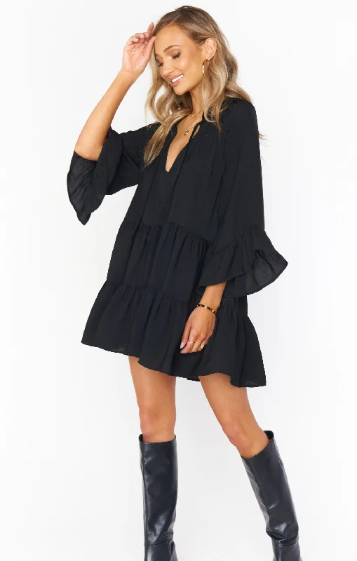 Viola Mini Dress ~ Black Cozy Knit Mini Dress