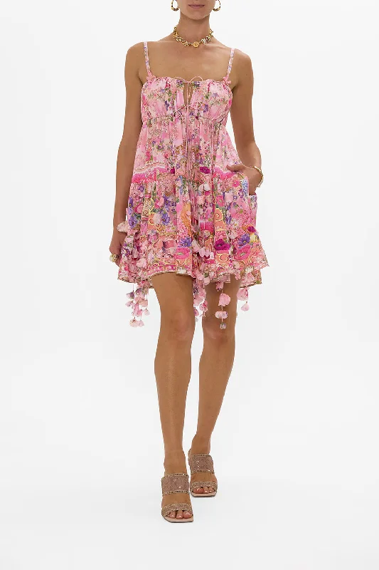 GATHERED BUST TIERED MINI DRESS TOTALLY OZMOPOLITAN Stylish Floral Print Mini Dress