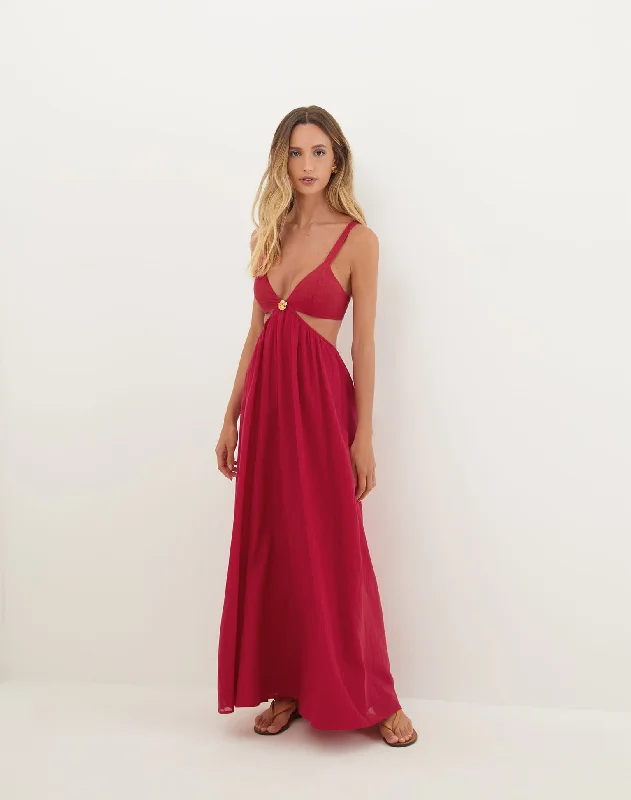 Alissa Maxi Dress - Summerwine Casual Maxi Dress with Pockets