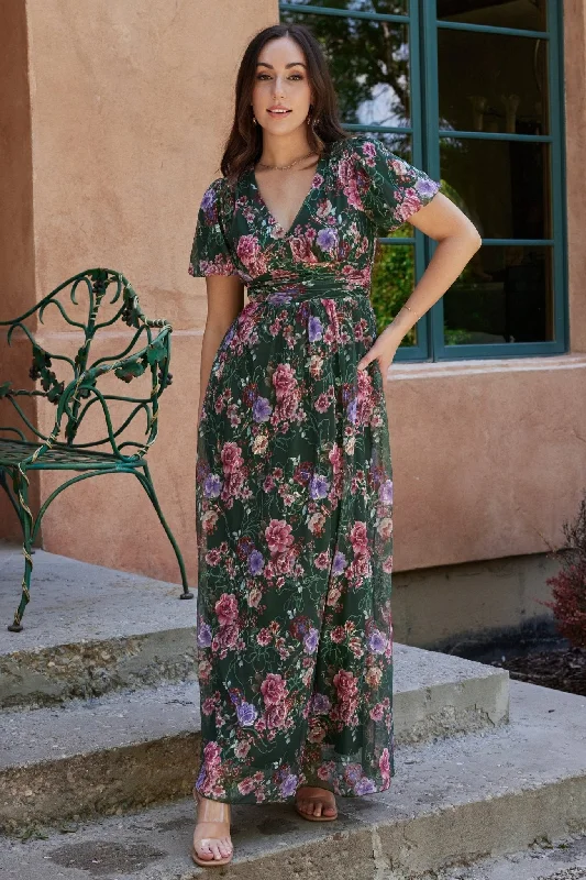 Ardley Maxi Dress | Green + Pink Floral Chic Summer Floral Maxi Dress