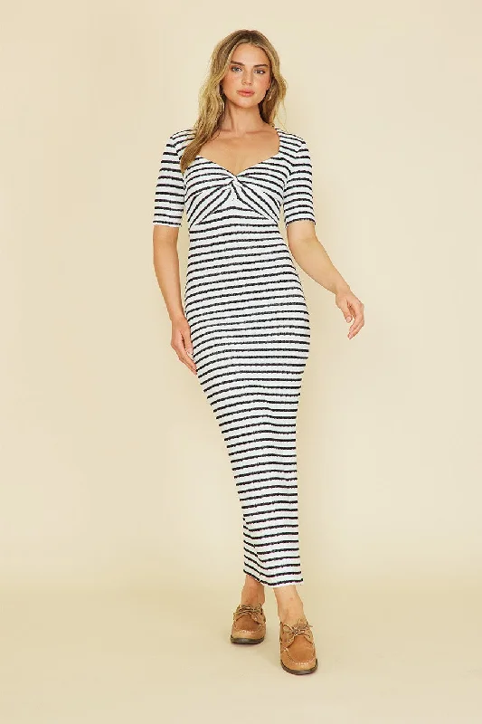 Ariana Striped Maxi Dress Elegant Wraparound Maxi Dress