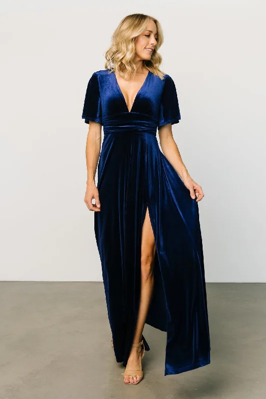 Berenice Velvet Maxi Dress | Navy Trendy A-Line Maxi Dress