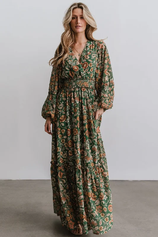 Bria Maxi Dress | Green Floral Elegant Lace Maxi Dress