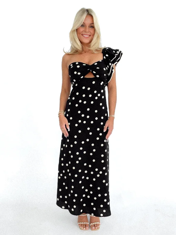 Dotted Moment Maxi Dress Trendy V-Neck Maxi Dress