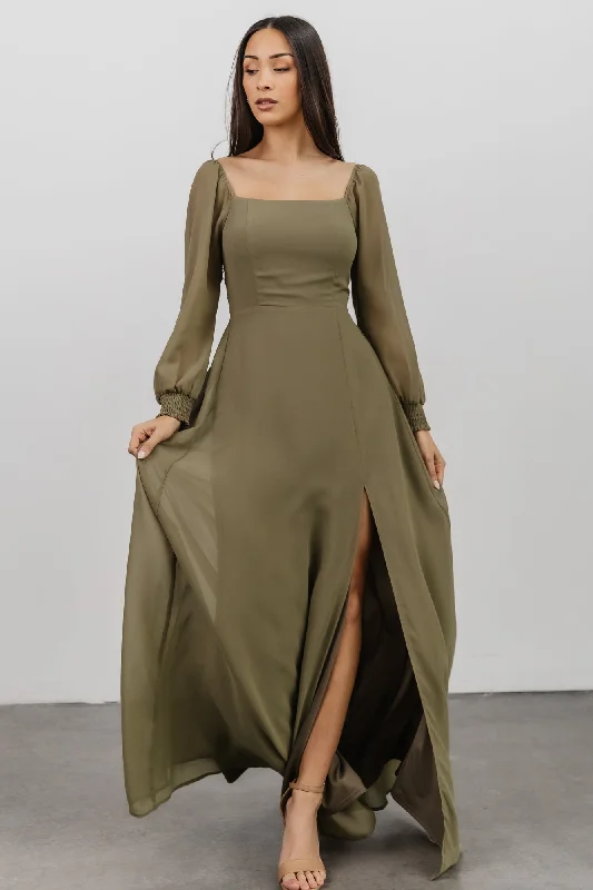 Giselle Maxi Dress | Dusty Olive Elegant Tiered Maxi Dress