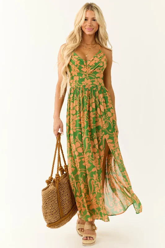 Jade and Melon Floral Print Maxi Dress Chic Sleeveless Maxi Dress