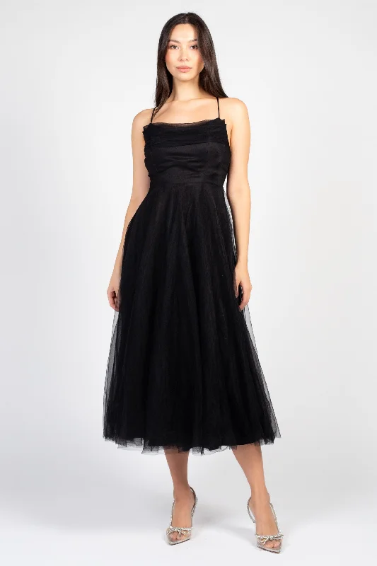 Josie Tulle Maxi Dress Stylish Pleated A-Line Maxi Dress