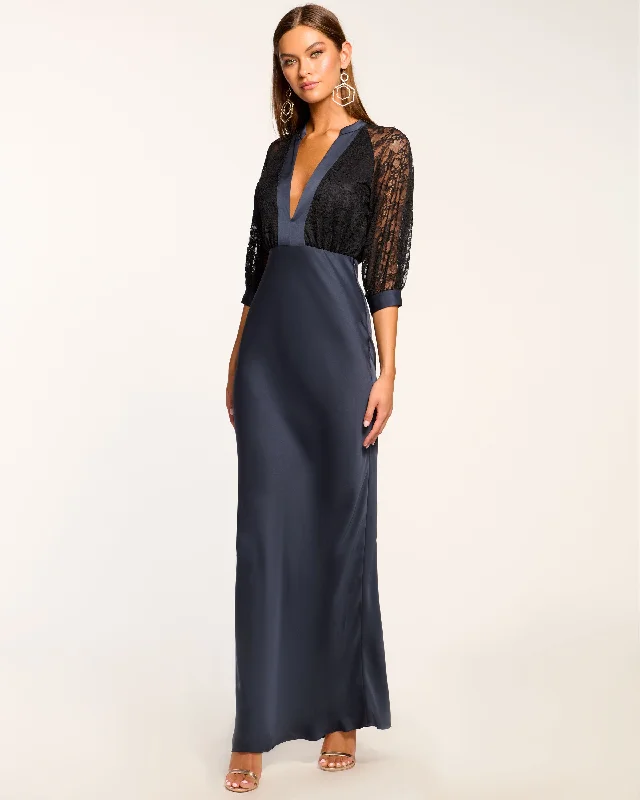 Marceline Lace Short Sleeve Maxi Dress Cozy Open-Back Maxi Dress