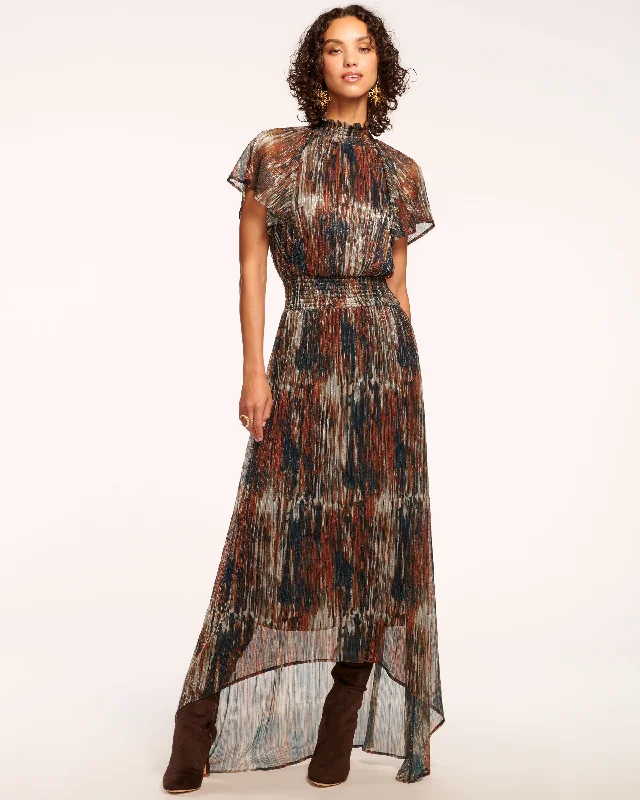 Mellie Smocked Flutter Sleeve Maxi Dress Stylish Longline Maxi Dress