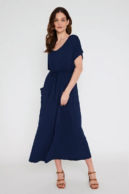 Mila Maxi Dress - Navy Cozy Spaghetti Strap Maxi Dress