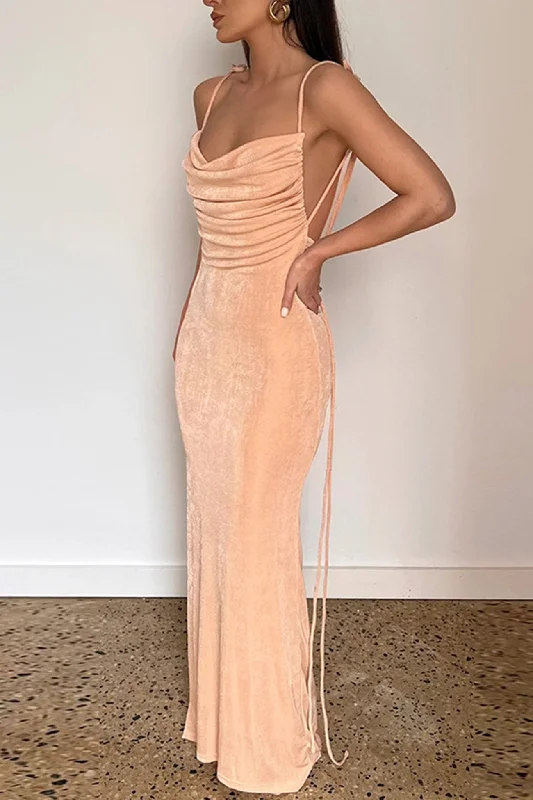 TastyHottie - Ruched Strappy Backless Maxi Dress Comfortable Maxi Dress with Slits