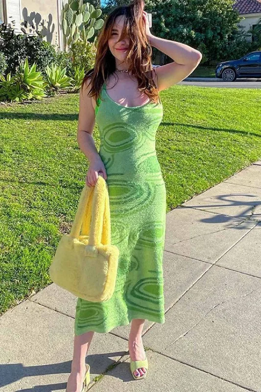 TastyHottie - Spaghetti Straps Knitted Maxi Dress Cozy Maxi Dress with Slit