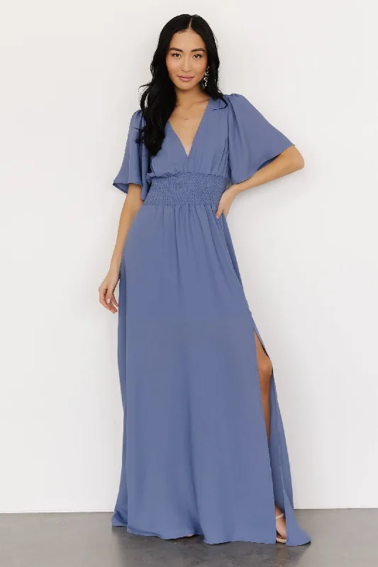 Verona Smocked Maxi Dress | Blue Comfortable Cotton Maxi Dress