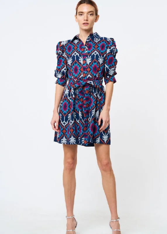 Ciebon Bethany Embroidered Mini Dress- Navy Stylish Ruffle Mini Dress