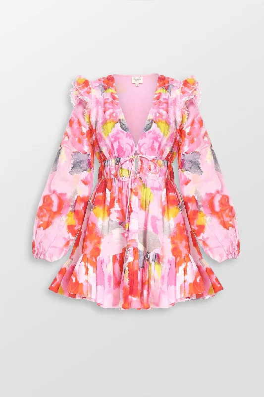 Floral Mini Dress Comfortable Wrap Mini Dress