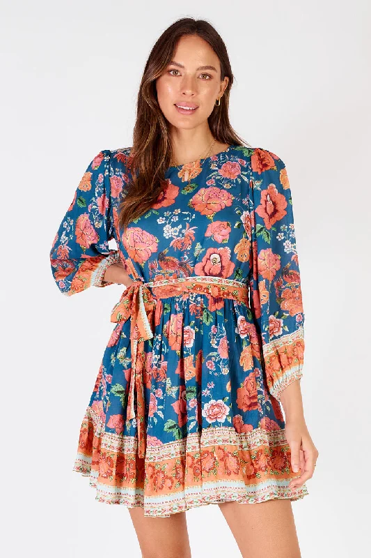 Rubyyaya - Mexican Flower Mini Dress - Multi Fashionable Off-Shoulder Mini Dress