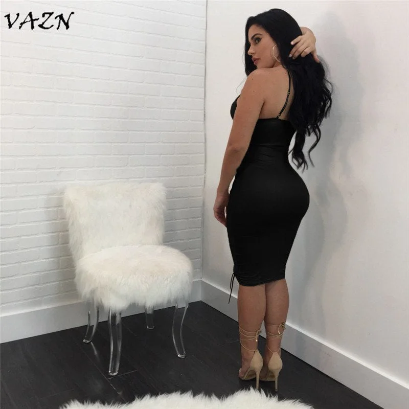 Hot Fashion Ladies Sexy Night Club Women Dress Solid Hollow Out Bandage V-Neck Strapless Mini Dress Vestido LS6103 Elegant Off-Shoulder Dress Mini