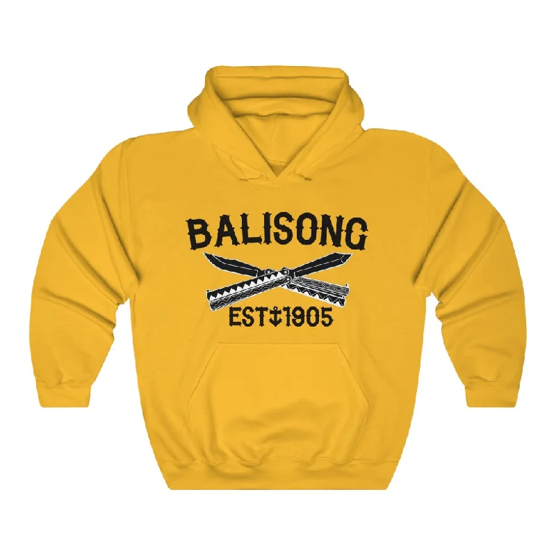 Balisong Established Unisex Heavy Blend™ Hooded Sweatshirt Hoodie with Hem Embroidery Detailed Premium