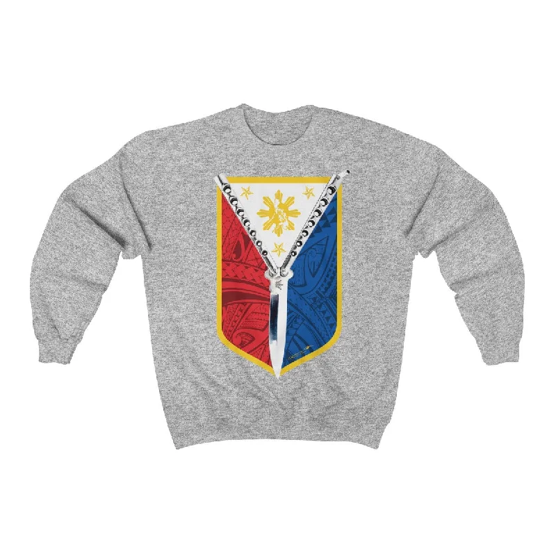 Balisong Shield Unisex Heavy Blend™ Crewneck Sweatshirt Hoodie with Zipper Placket Modern Functional