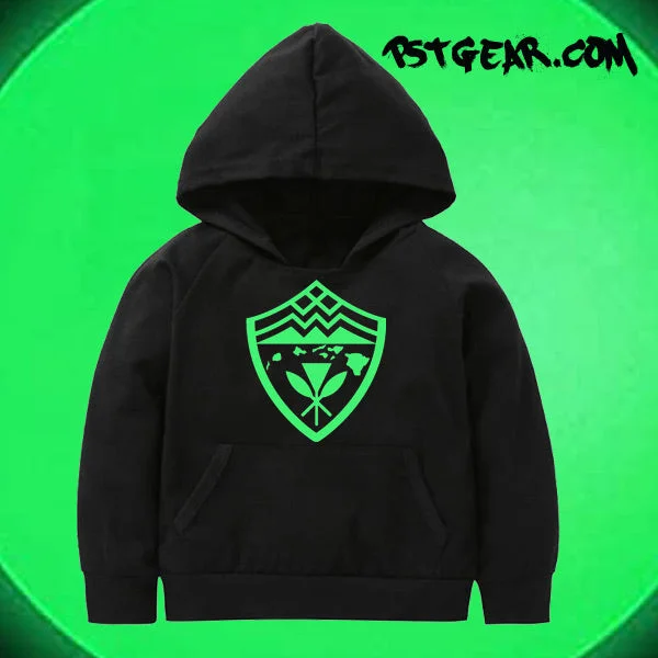 Hawaii Shield Glow kids Hoodies Glow in the Dark Hoodie with Relaxed Fit Easy Casual