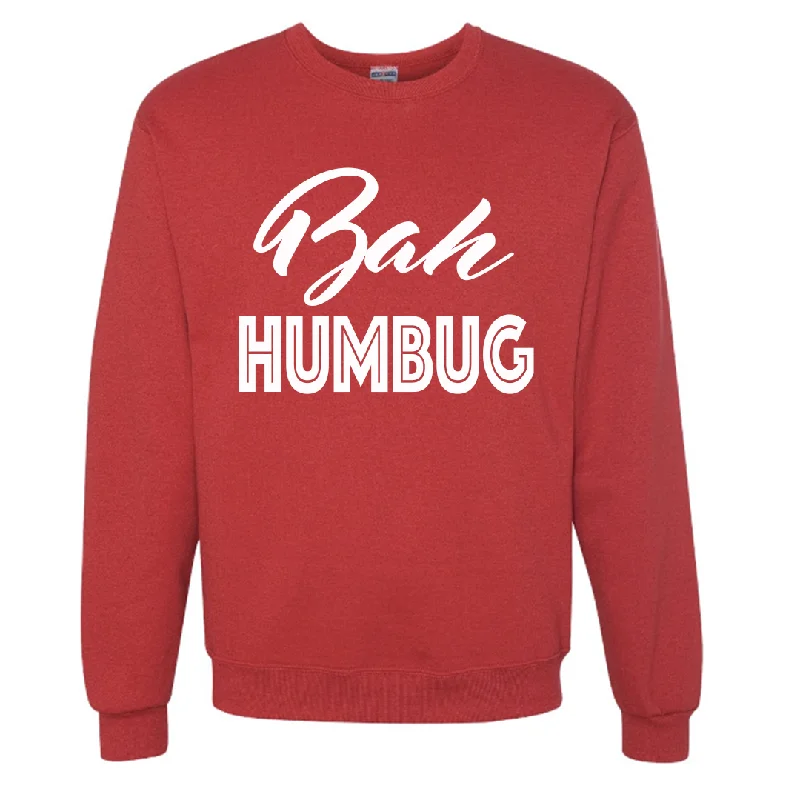 Bah Humbug Red Slouchy Pullover Sweatshirt Hoodie with Cuffed Sleeves Snug Secure