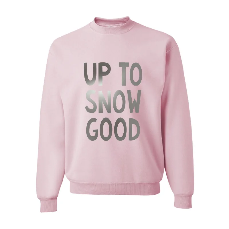 Up to Snow Good Pink Christmas Pullover Sweatshirt Hoodie with V-Neck Classic Versatile