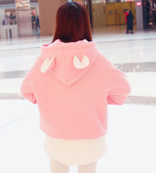 Cute kawaii cartoon ear hoodie fleece  YV17513 Hoodie with Color Block Contrast Stylish