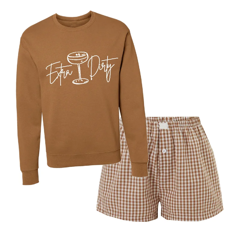 Extra Dirty Espresso Martini Sweatshirt Boxer Set Hoodie with Earth Tones Natural Calm