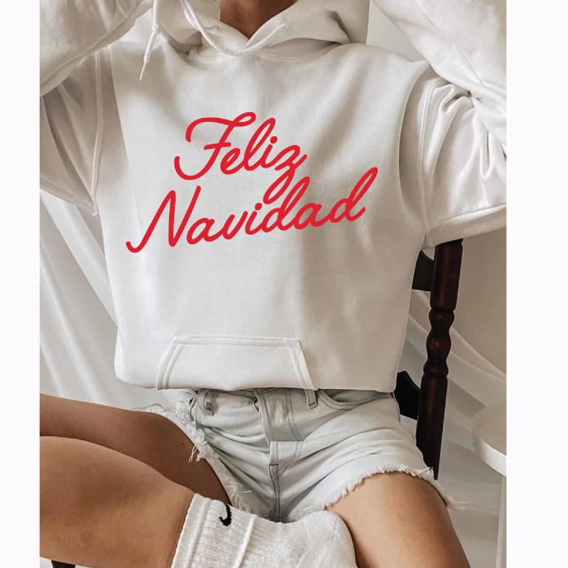 Feliz Navidad Hoodie Sweatshirt Hoodie with Pocket Utility Practical