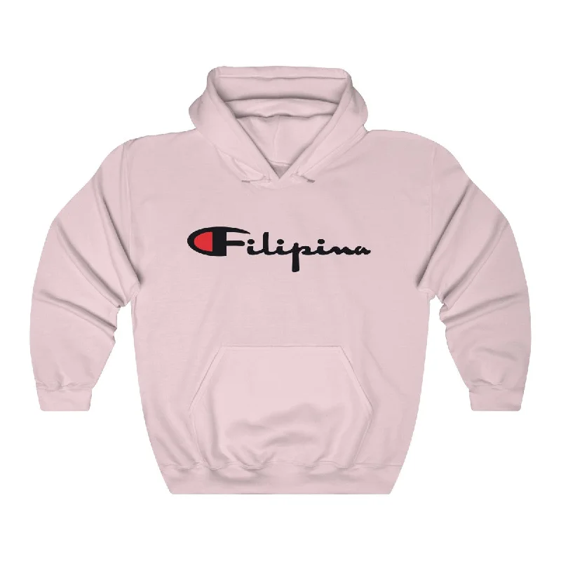 Filipina Champion Heavy Blend Hooded Sweatshirt Hoodie with Tied Waist Feminine Flattering