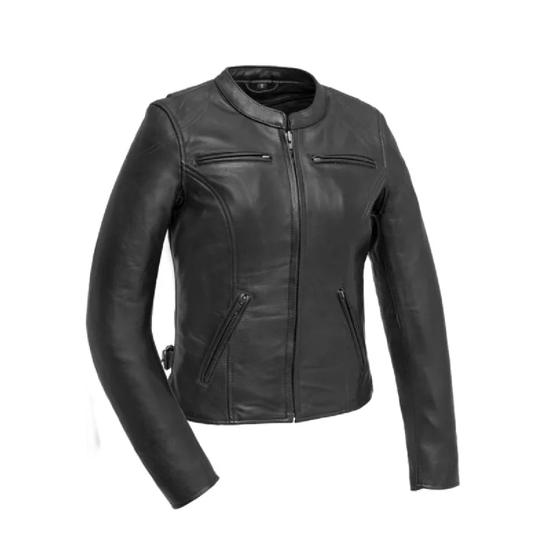 First Manufacturing Competition - Women's Leather Motorcycle Jacket Hooded Jacket Caped Jacket Shawl Collar Jacket