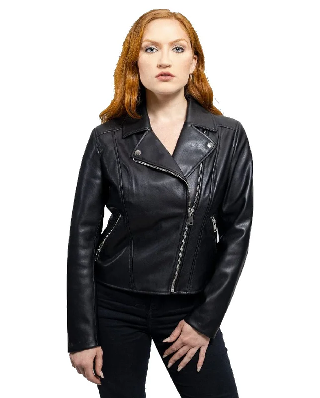 First Manufacturing Demi - Women's Vegan Leather Jacket, Black Jacket Blazer Coat