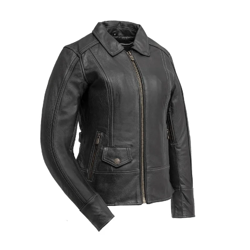 First Manufacturing Free Spirit - Women's Motorcycle Leather Jacket Elasticated Jacket Padded Jacket Insulated Jacket