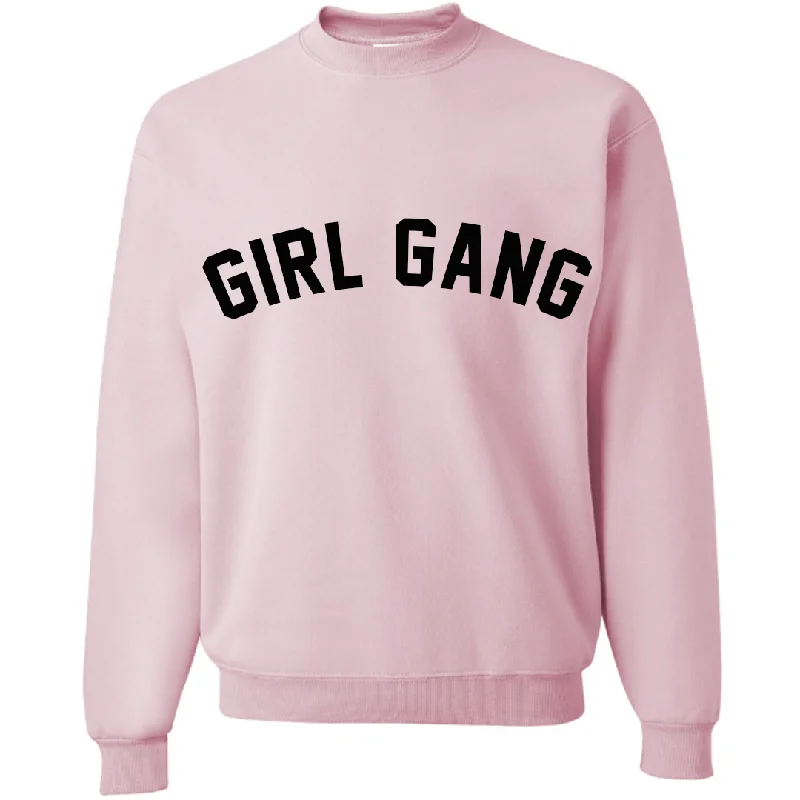 Girl Gang BFF Soft Pink Pullover Sweatshirt Hoodie with High-Low Hem Asymmetrical Trendy