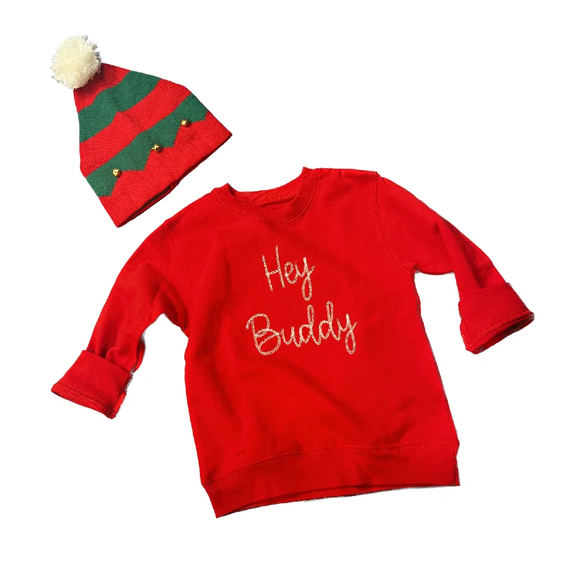 Hey Buddy Sweatshirt Elf Beanie Set Hoodie with Mesh Breathable Sporty