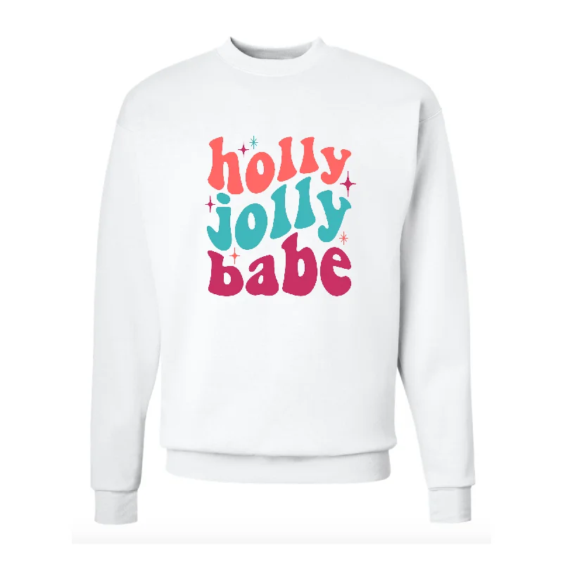 Holly Jolly Babe Sweatshirt Hoodie with Elastic Waist Stretchable Comfortable