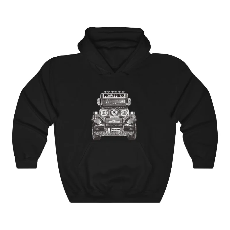 Jeepney Philippines Unisex Heavy Blend™ Hooded Sweatshirt Hoodie with Distressed Vintage Worn