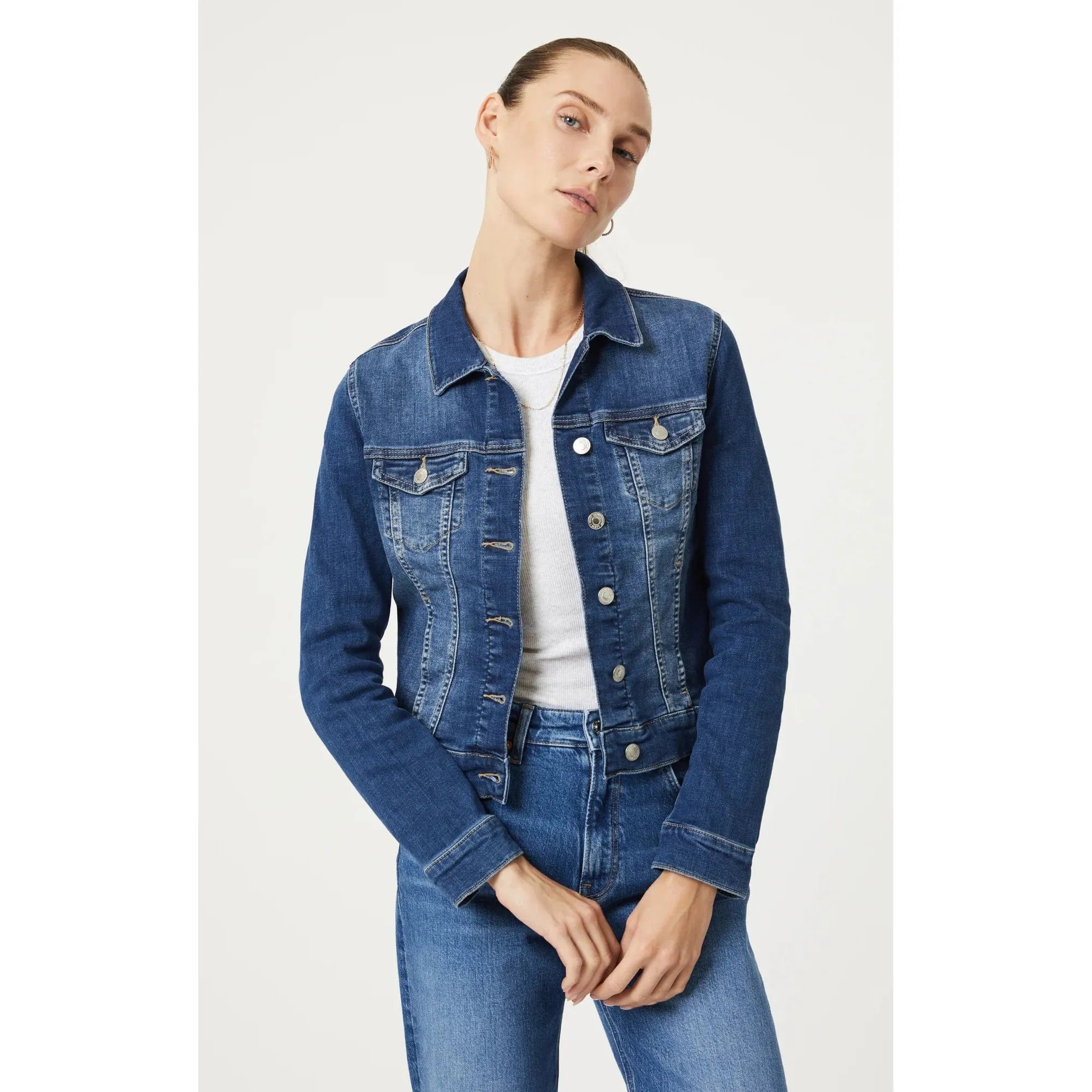 Mavi Samantha Mid Brushed Feather Blue Jacket Toggled Jacket Drawstring Jacket Belted Jacket