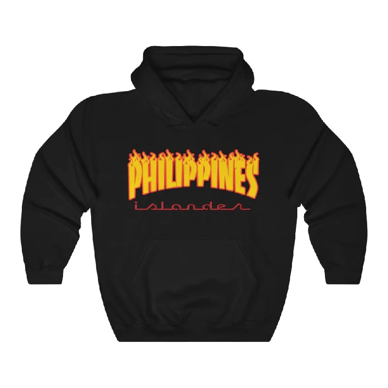 Philippines Fire Unisex Heavy Blend™ Hooded Sweatshirt Hoodie with Snap Buttons Easy Quick