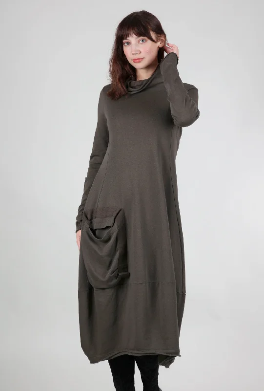 Grosgrain Detail Sweatshirt Dress, Jungle Hoodie with Ribbed Cuffs Snug Fit Comfort