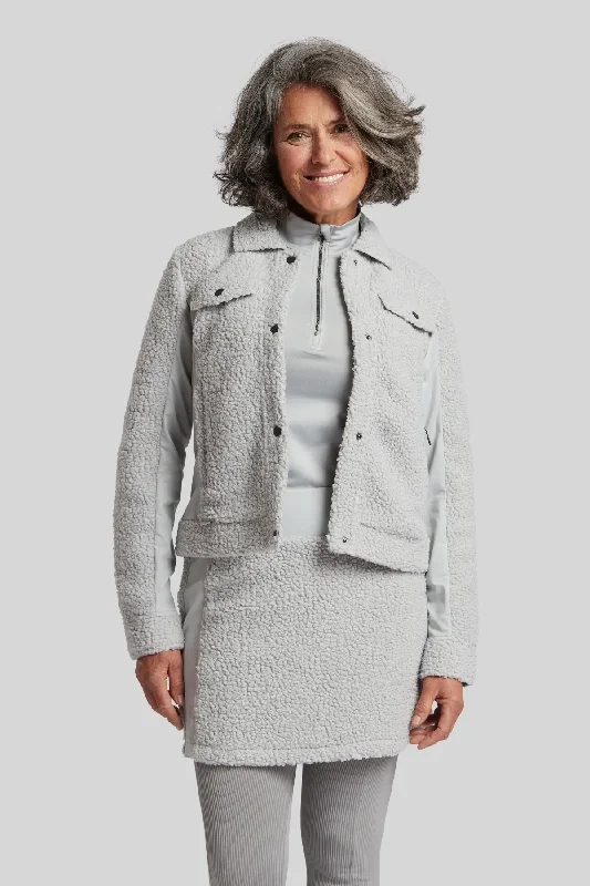 Sandra Fleece Jacket Women's A-Line Jacket Boat Neck Shawl Collar