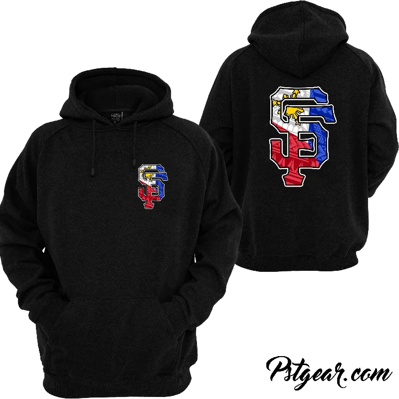 SF San Francisco Filipino 3 Stars and Sun Hoodie Hoodie with Hem Contrast Bold Stylish