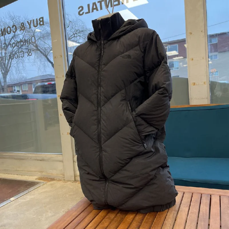 The North Face- Insulated Women's Long down Winter Jacket - MSRP compared $400 : Black -women-MD Notch Collar Jacket Peter Pan Collar Jacket Cowl Neck Jacket