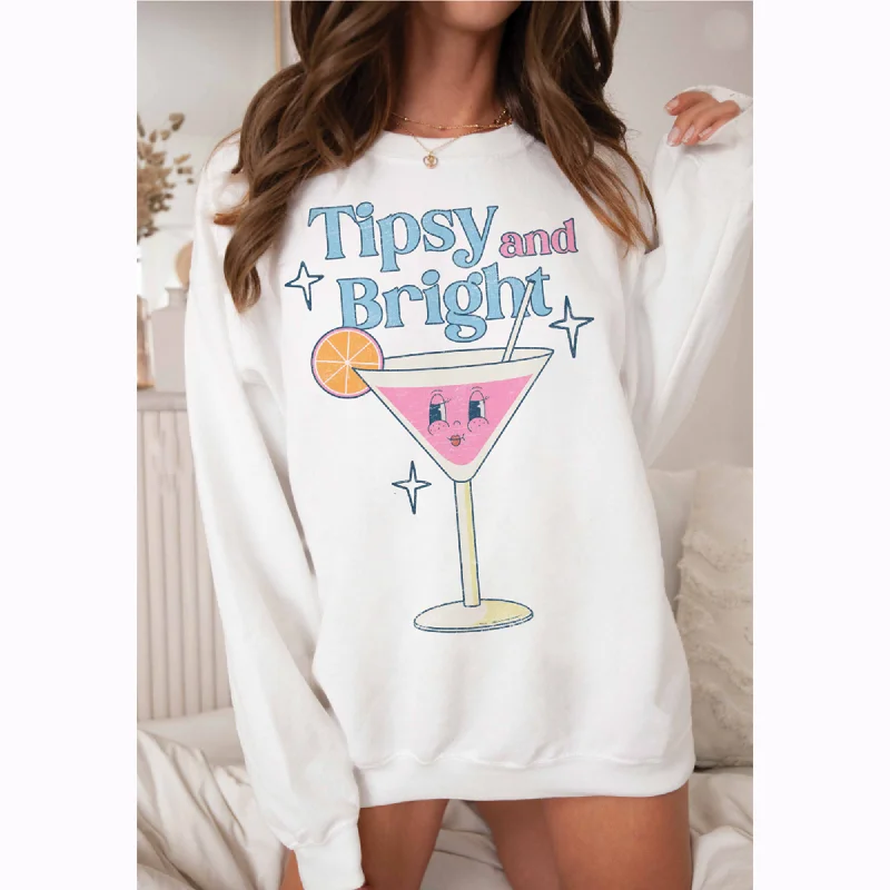 Tipsy and Bright Oversized Sweatshirt Hoodie with Color Block Contrast Stylish